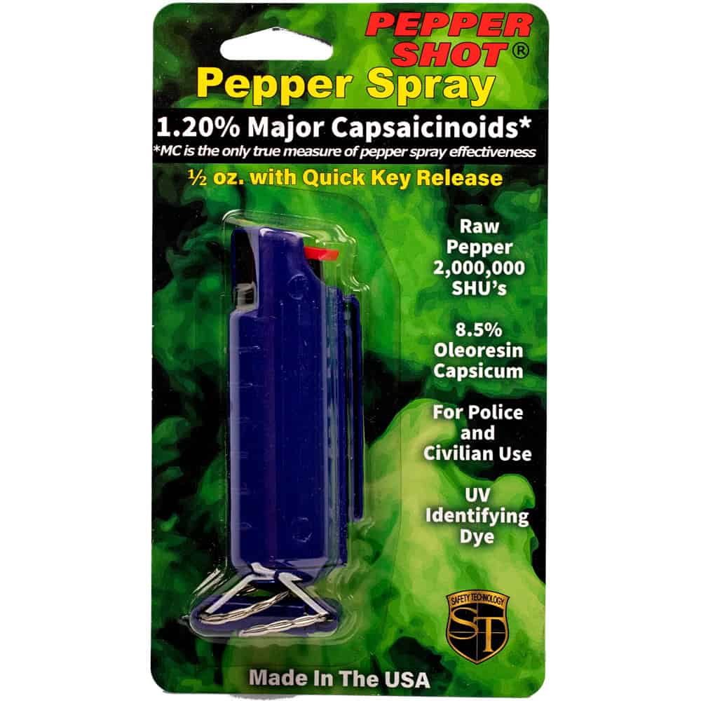 Pepper Shot 1.2% MC 1/2 oz Pepper Spray Hard Case Belt Clip and Quick Release Key Chain - Image 7
