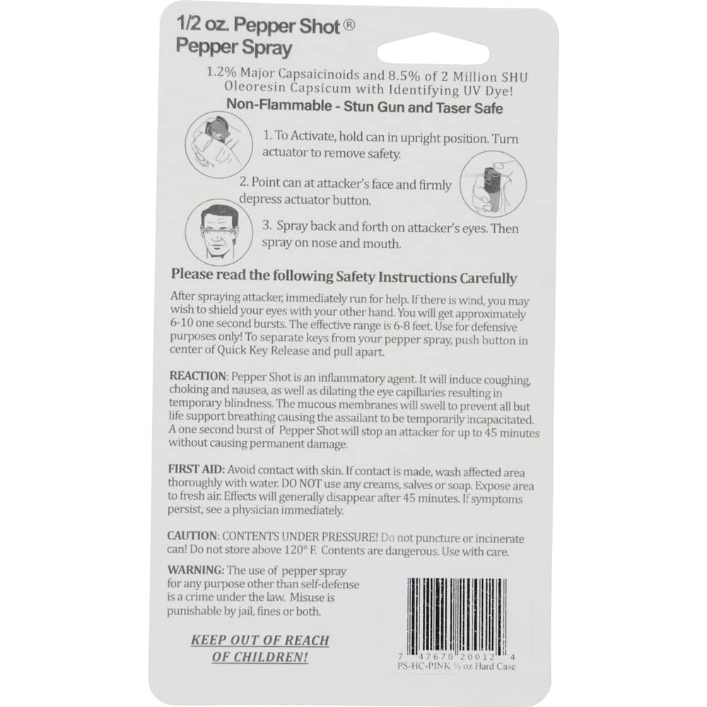 Pepper Shot 1.2% MC 1/2 oz Pepper Spray Hard Case Belt Clip and Quick Release Key Chain - Image 12