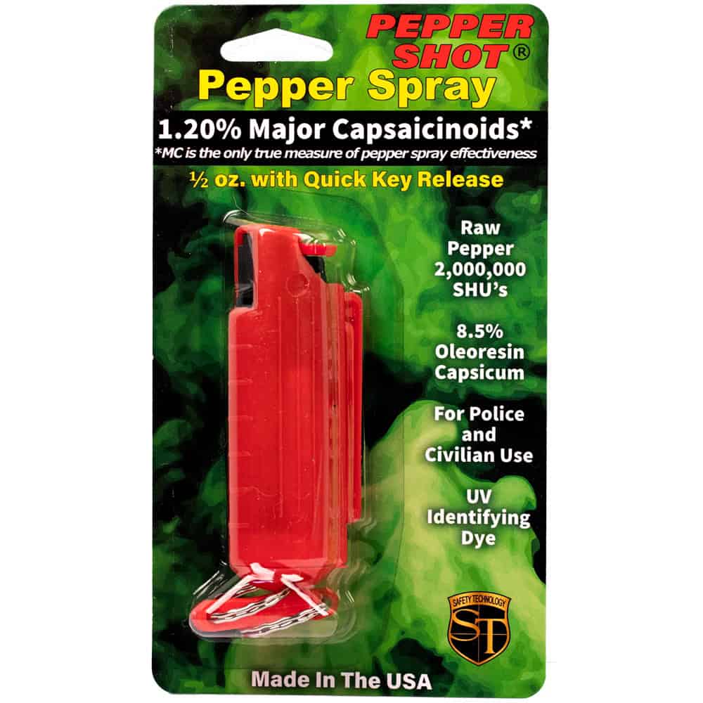 Pepper Shot 1.2% MC 1/2 oz Pepper Spray Hard Case Belt Clip and Quick Release Key Chain - Image 15